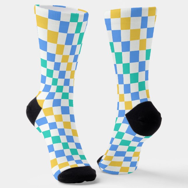 Beach day diagonal checkerboard pattern socken (Gewinkelt)
