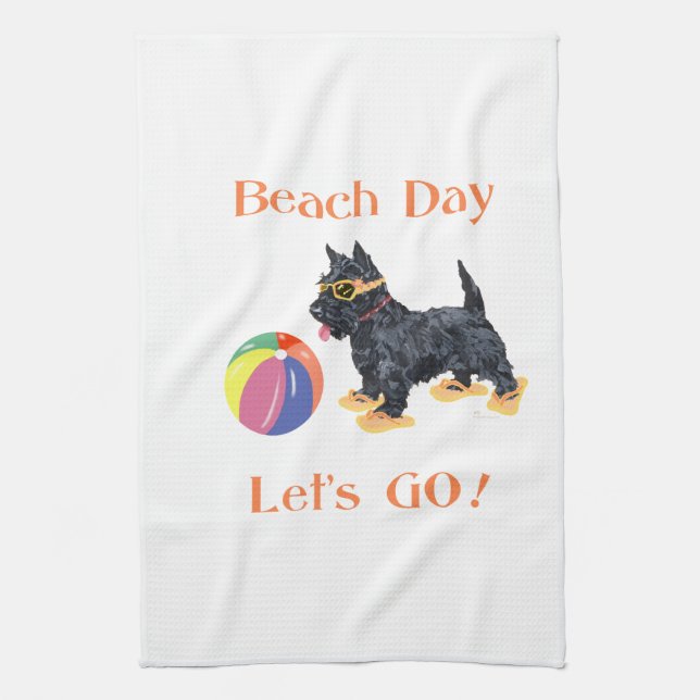 Beach Day Scottie Dog Geschirrtuch (Vertikal)