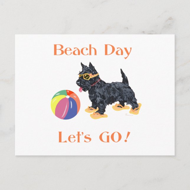 Beach Day Scottie Dog Postkarte (Vorderseite)