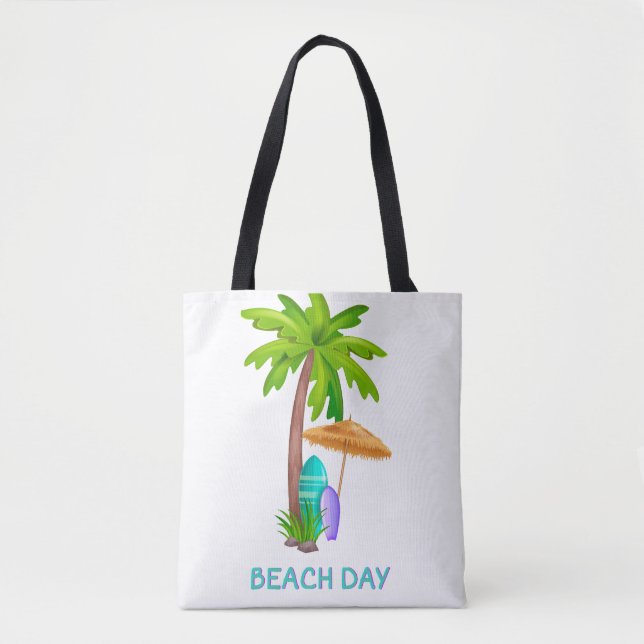 Beach Day Tote Bag Palm Tree Sommerreise (Vorderseite)