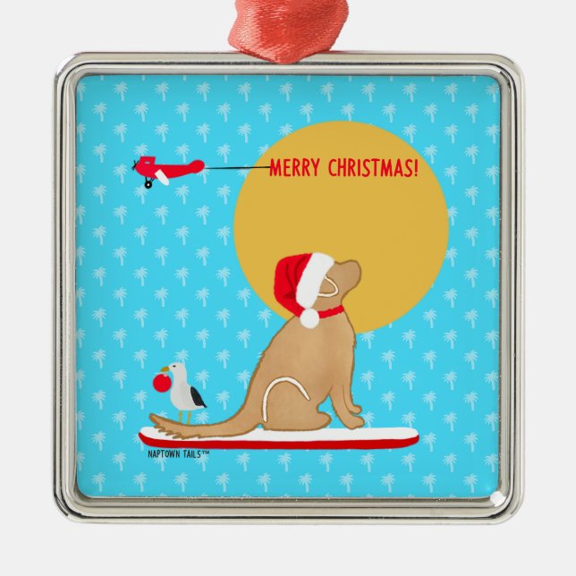 Beach Days Golden Christmas Ornament Aus Metall (Vorne)
