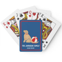 Beach Days Golden Retriever Hund Blue Playing Card
