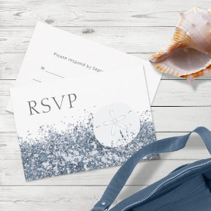 Beach Destination Blue Whimsical RSVP Card Karte