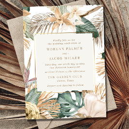 Beach Destination Tropical Leaf Hochzeit Einladung