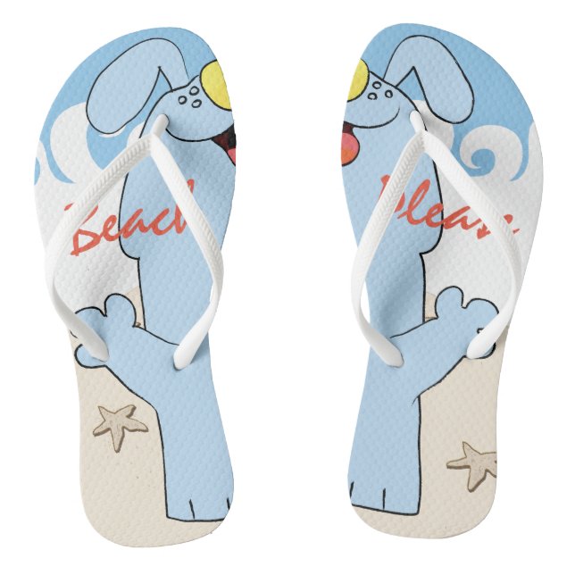 Beach Dog Blue Waves "Beach bitte" Flip Flops (Fußbett)