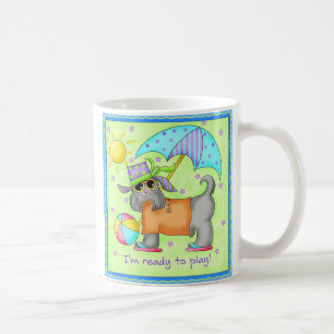 Beach Dog Whimsy Art Green Blue Tasse