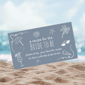 Beach Doodle Share a Recipe Bridal Shower Begleitkarte