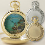 Beach Dream 0026 Taschenuhr<br><div class="desc">Malerei "Beach Dream 0026" Collection Diese personalisierte Taschenuhr ist ein Geschenk, das die Zeit erleben wird. Personalisieren Sie die Produktseite oder klicken Sie auf die Schaltfläche "Anpassen", um weitere Designoptionen zu erhalten. Das Design entstand aus meinem Gemälde "Beach Dream 0026", das einen Ausblick vom Dreams Resort in Puerto Vallarta, Jalisco,...</div>