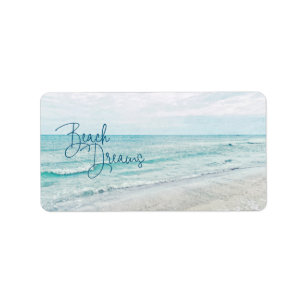 Beach Dreams Inspiration Zitat Retro Ozeanwellen Adressaufkleber