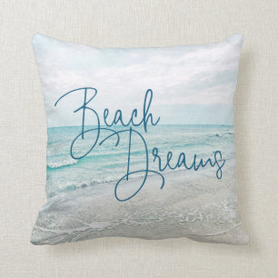 Beach Dreams Inspiration Zitat Retro Ozeanwellen Kissen
