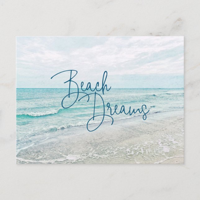 Beach Dreams Inspiration Zitat Retro Ozeanwellen Postkarte (Vorderseite)