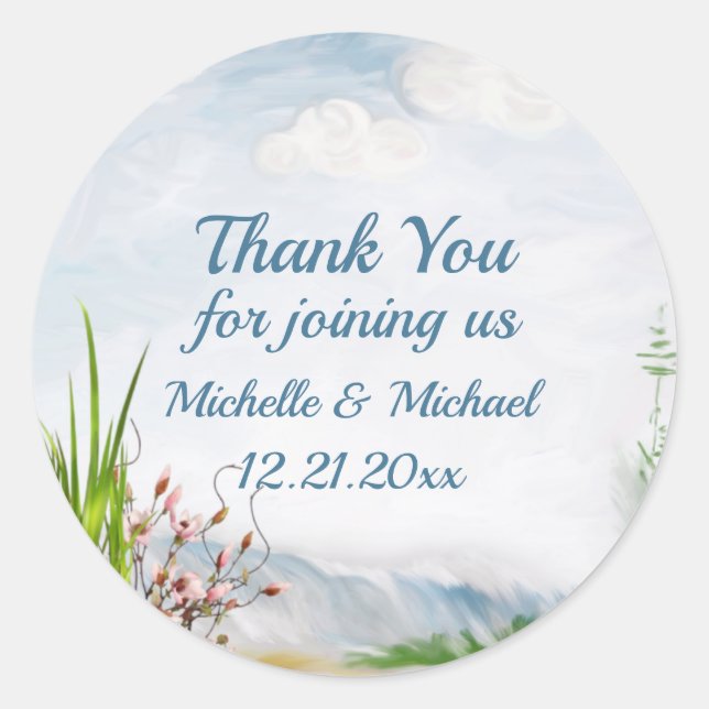Beach Dune Romance Wedding Classic Round Sticker (Vorderseite)