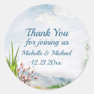 Beach Dune Romance Wedding Classic Round Sticker