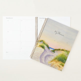 Beach dunes, Watercolor Coastal Seascape Planner Planer