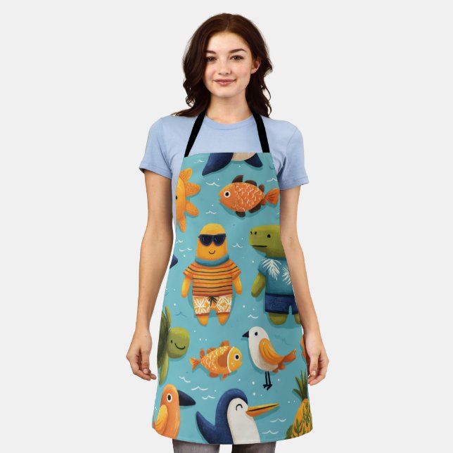 Beach Escape All-Over Print Apron Gift Schürze (Getragen)