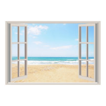 Beach Fake Window Zuhause Office Wall Decoder Post