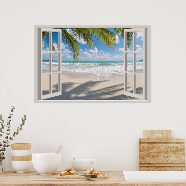 Beach Fake Window Zuhause Office Wall Decoder Post Poster (Küche)