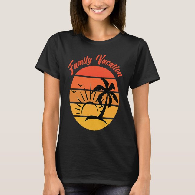 Beach Family Vacation Palms Sunset Holiday Matchin T-Shirt (Vorderseite)