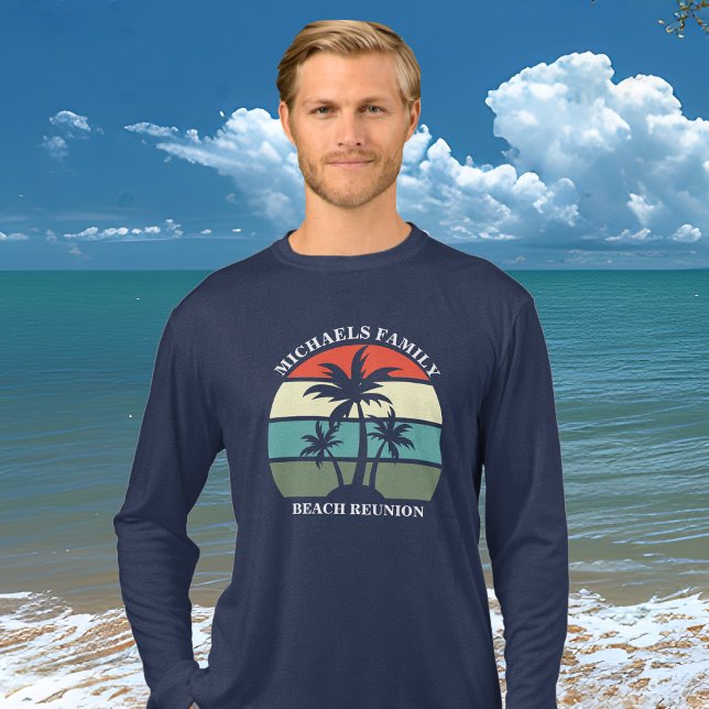 Beach Family Wiedersehen Palm Tree Sunset Long Sle Tri-Blend Shirt (Von Creator hochgeladen)