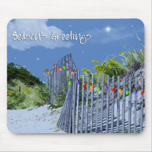 Beach Fence & Dunes Weihnachtsgrüße Mousepad