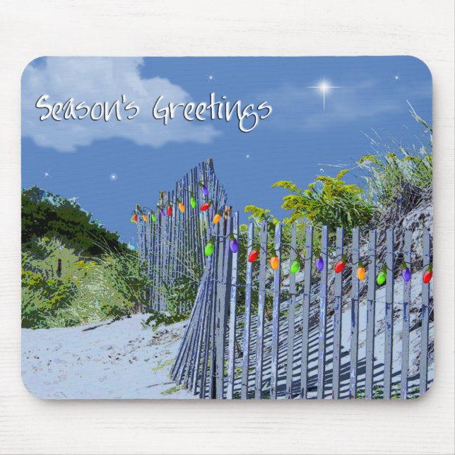 Beach Fence & Dunes Weihnachtsgrüße Mousepad (Vorne)