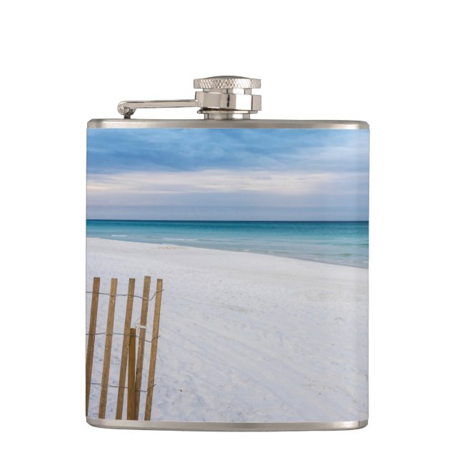 Beach Fence Morning Destin Florida Flask Flachmann (Vorderseite)
