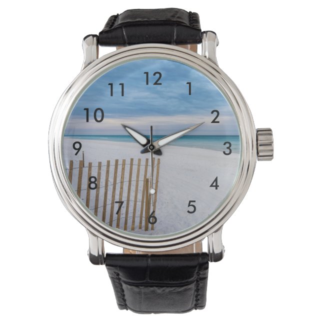 Beach Fence Morning Destin Florida Watch Armbanduhr (Vorderseite)