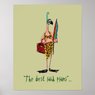 Beach Flamingo Poster