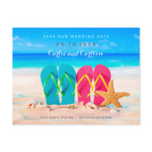Beach Flip Flops auf Sand Save the Date