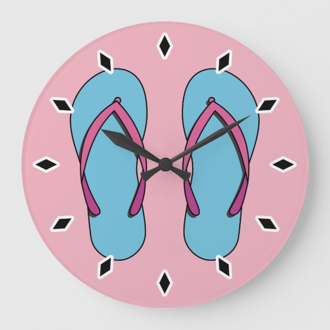 Beach Flip Flops Große Wanduhr (Vorderseite)
