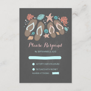 Beach Flip Flops Hochzeit RSVP Karten