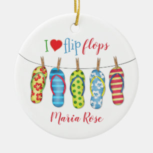 Beach Flip Flops Personalisiert tropische Farben Keramik Ornament