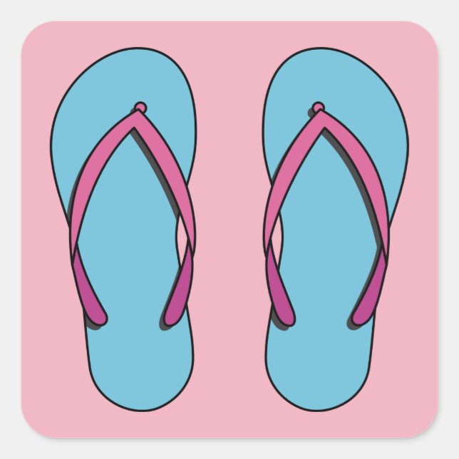 Beach Flip Flops Quadratischer Aufkleber (Vorderseite)