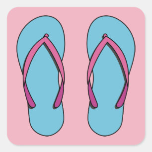 Beach Flip Flops Quadratischer Aufkleber