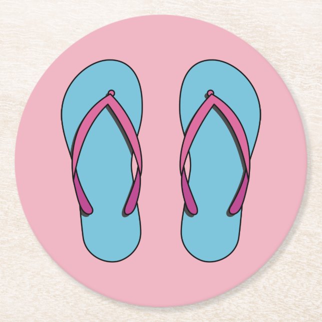 Beach Flip Flops Runder Pappuntersetzer (Vorderseite)
