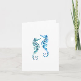 Beach Folded Note Cards Turquoise Blue Seahorses
