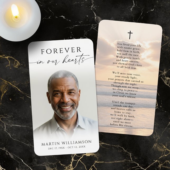 Beach Forever Hearts Cross Memorial Prayer Card (Von Creator hochgeladen)