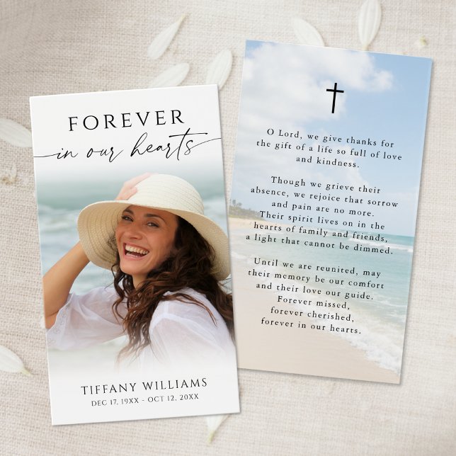 Beach Forever Hearts Photo Cross Prayer Card (Von Creator hochgeladen)