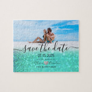 Beach Foto Hochzeit retten Datum Einladung Puzzle