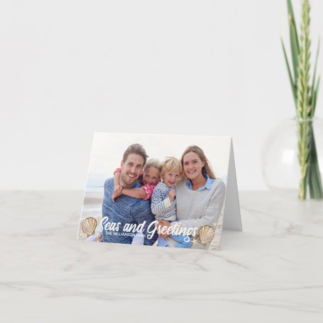 Beach Foto Holiday Seen und Grüße Weihnachten Karte (Vorderseite)