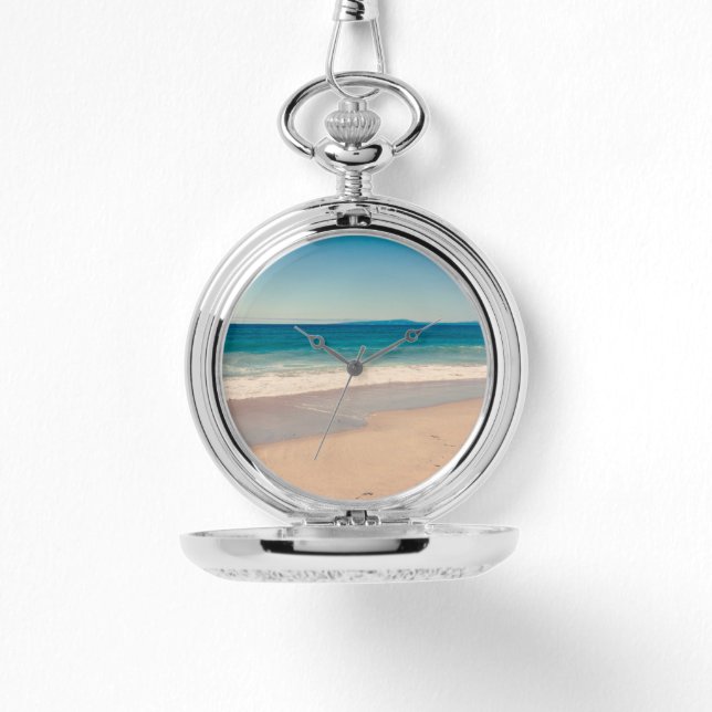 Beach Foto Ocean Blue Landschaftlich Armbanduhr (Vorderseite)