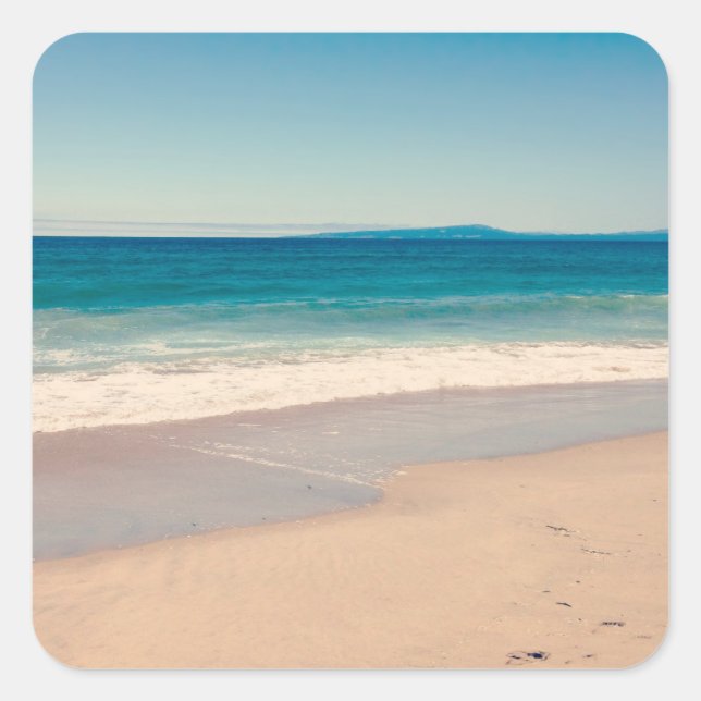 Beach Foto Ocean Blue Landschaftlich Quadratischer Aufkleber (Vorderseite)