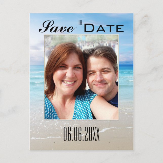 Beach Foto Save the Date Postkarte (Vorderseite)
