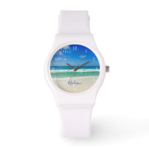 Beach Foto Schöne Ozeanwellen Personalisiert Armbanduhr