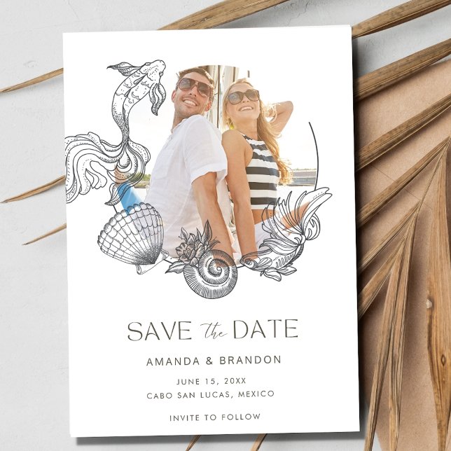 Beach Foto Sommerhochzeit retten das Datum Save The Date (Beach Photo Summer Wedding Save The Date)