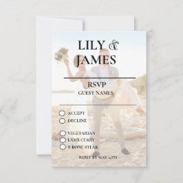 Beach Foto Wedding RSVP Card Karte