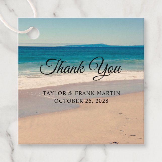Beach Foto Wedding Vielen Dank Geschenkanhänger (Vorderseite)