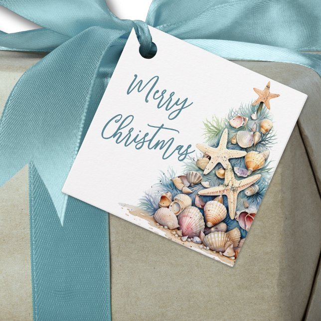 Beach Frohe Weihnachtsgeschenk Geschenkanhänger (Beach Merry Christmas Gift Favor Tags)