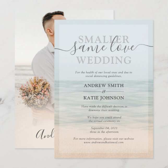 Beach Front Vintag Hawaiian Downsize Wedding Einladung (Vorne/Hinten)