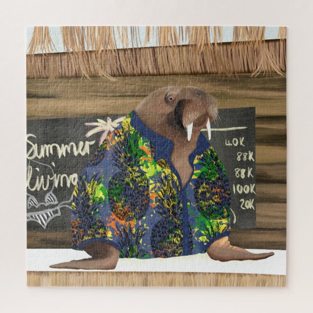 Beach Fun Hawaiian Walrus Puzzle (Vertikal)